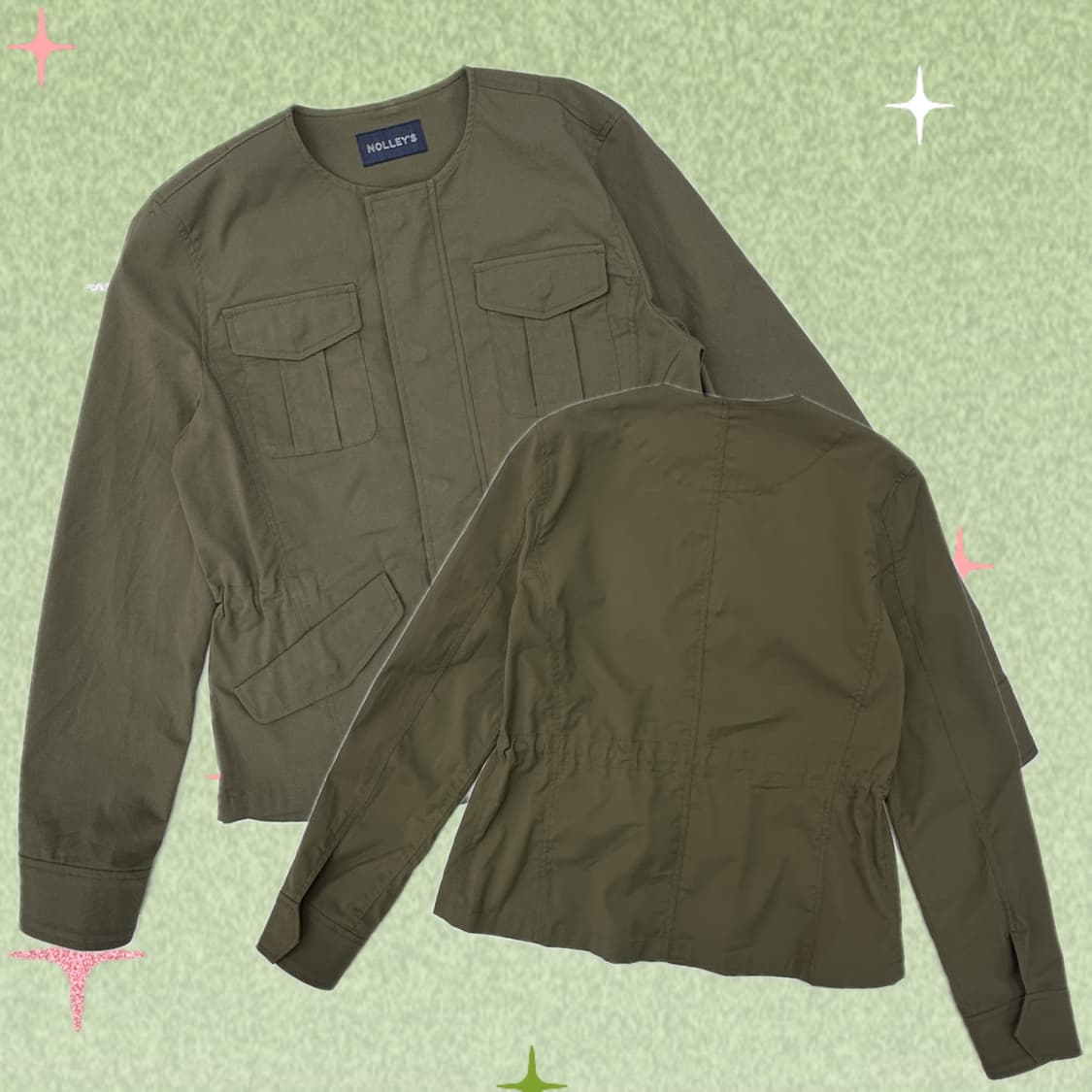 NOLLEY’S 카키 허리라인 자켓 히피 베이직 그런지 보헤미안 상품이미지1