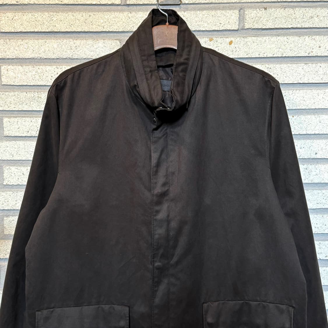 JPN VINTAGE 미니멀 풀집업 레인코트 파카 몰스킨 디테일 블랙 상품이미지3