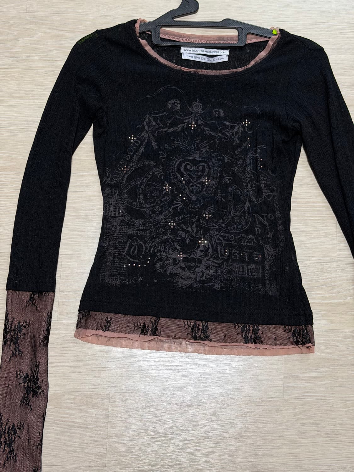스컬프터 Triple Lace Layered Tee Black 상품이미지4