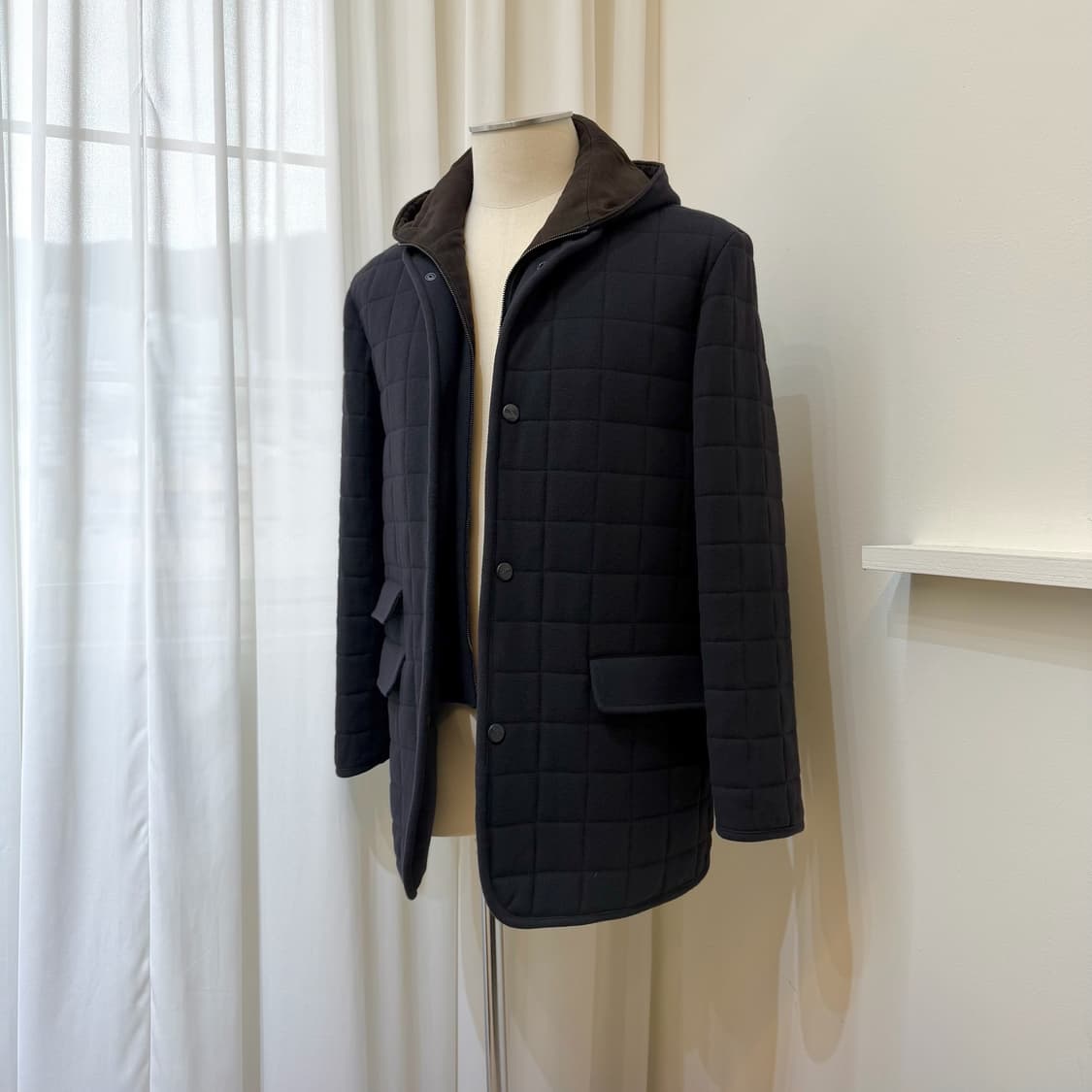 Corneliani ID 울캐시미어 퀼팅 후드 자켓 상품이미지4