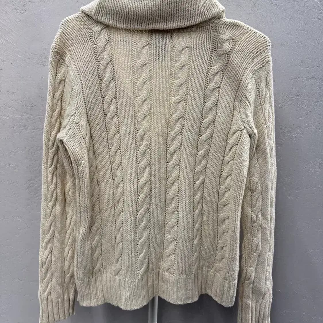 Polo Shawl Collar Cable Knit Cardigan M 상품이미지2