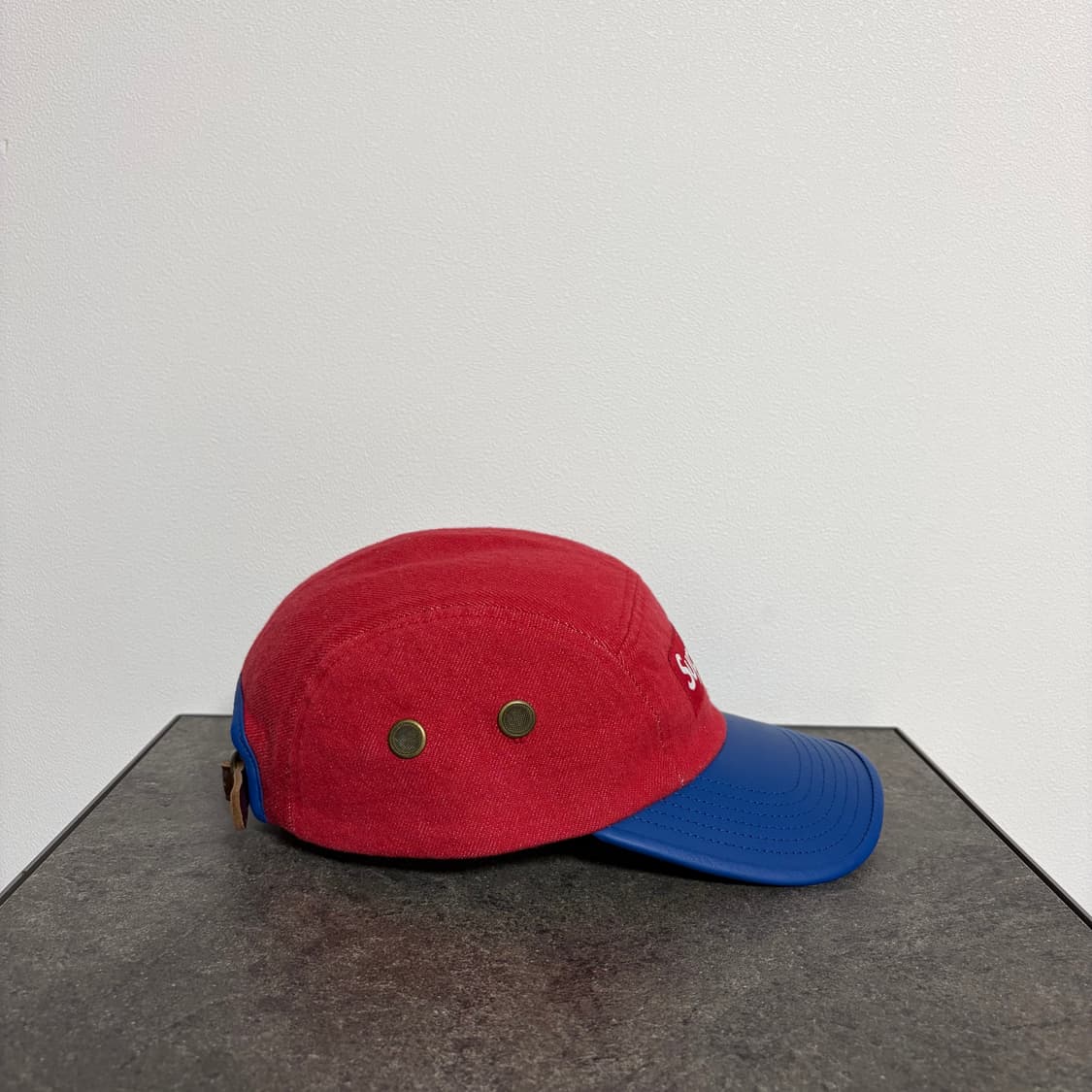 (OS) 슈프림 박스로고 캠프캡 모자 레더 바이저 레드 블루 상품이미지3