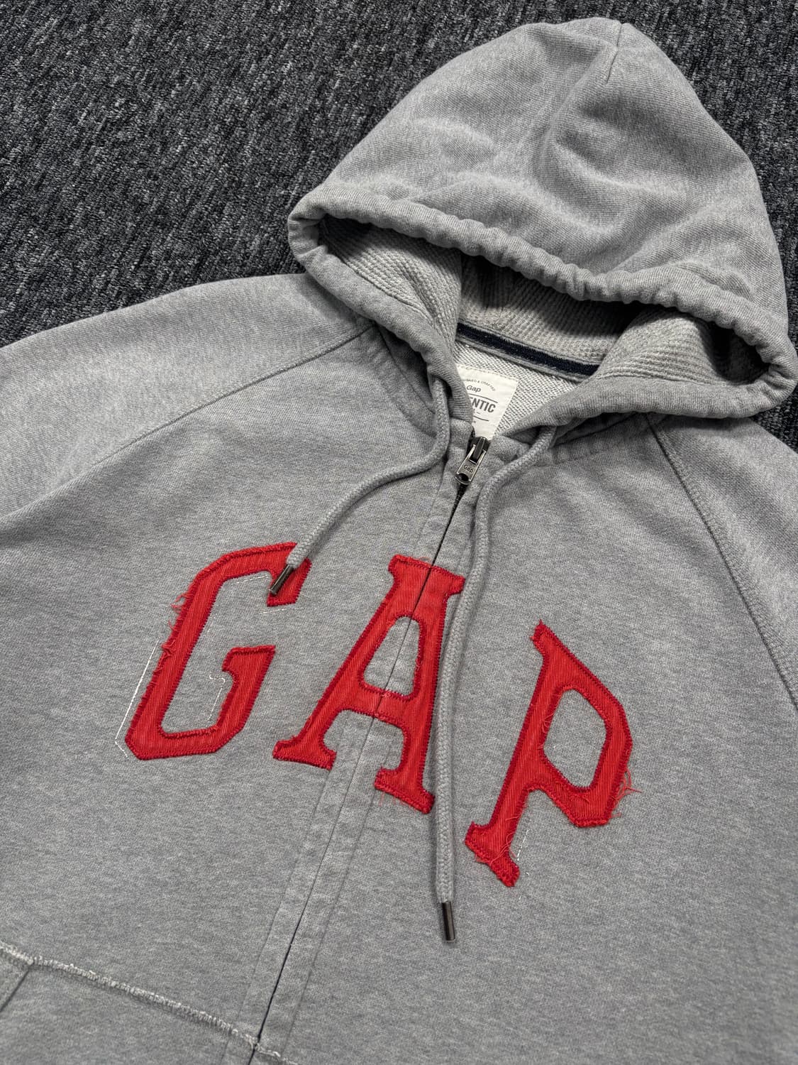 갭 레드 빅로고 그레이 후드집업 상품이미지5