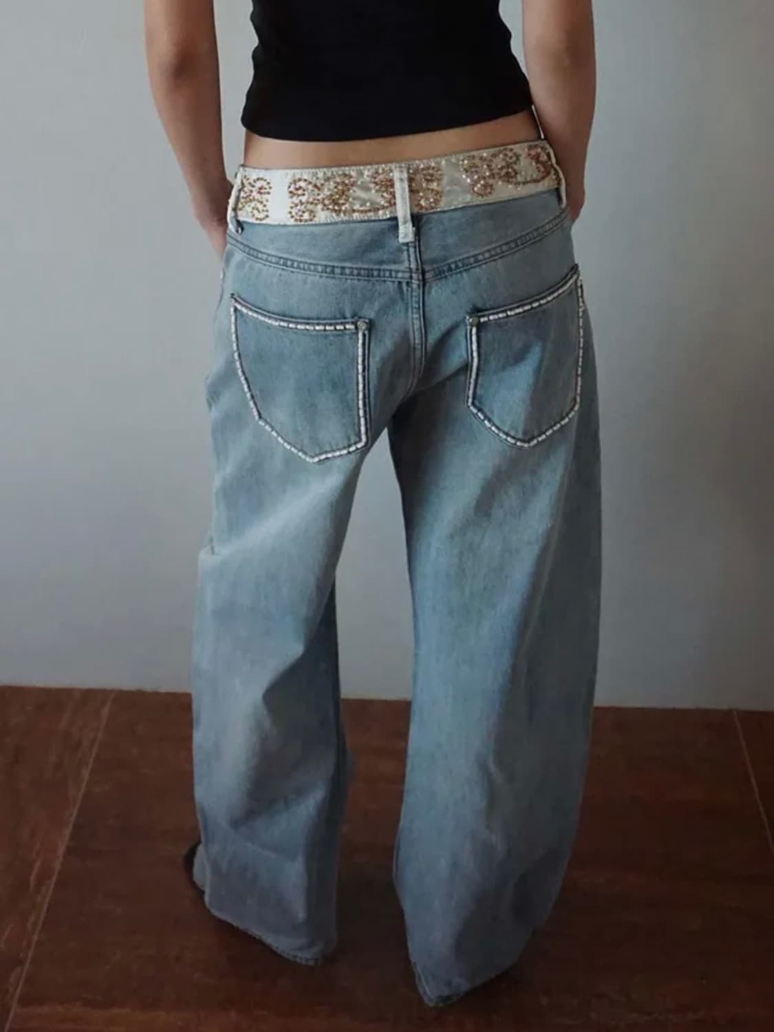 스컬프터 비즈 웨이스트 데님 팬츠 미드 블루 상품이미지1