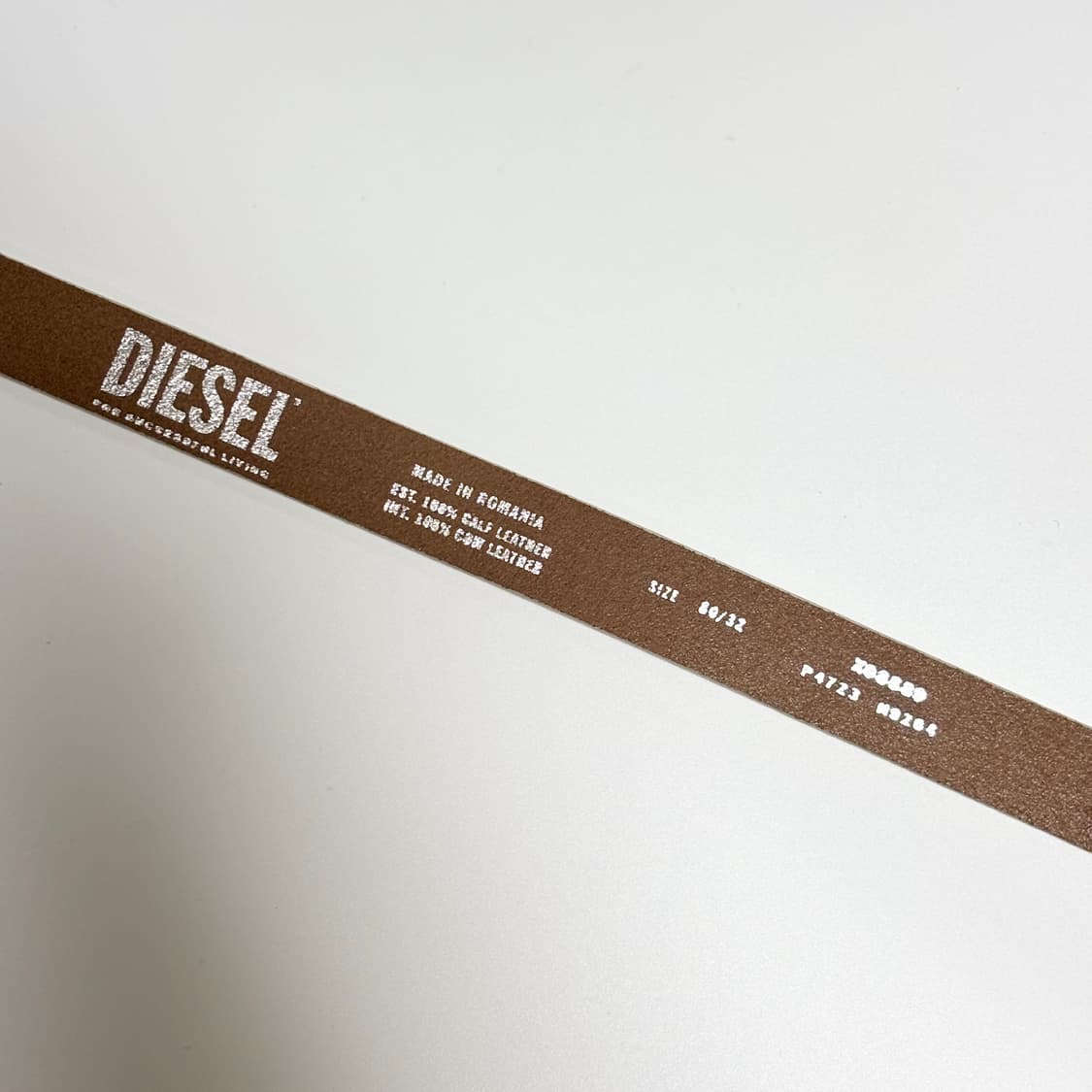 디젤 B-1DR 핑크 레오파드 카프 레더 슬림 벨트 상품이미지2