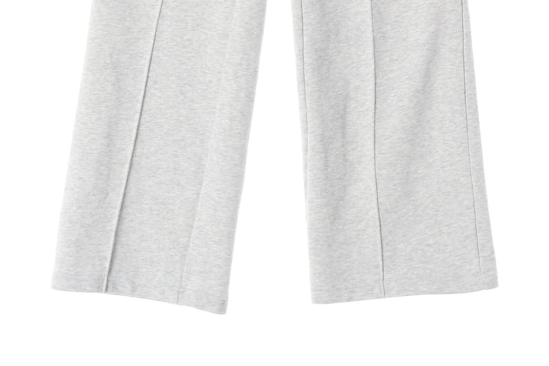 NERDY 애플 로고 핀턱 와이드 스웻팬츠 멜란지 그레이 S 상품이미지5