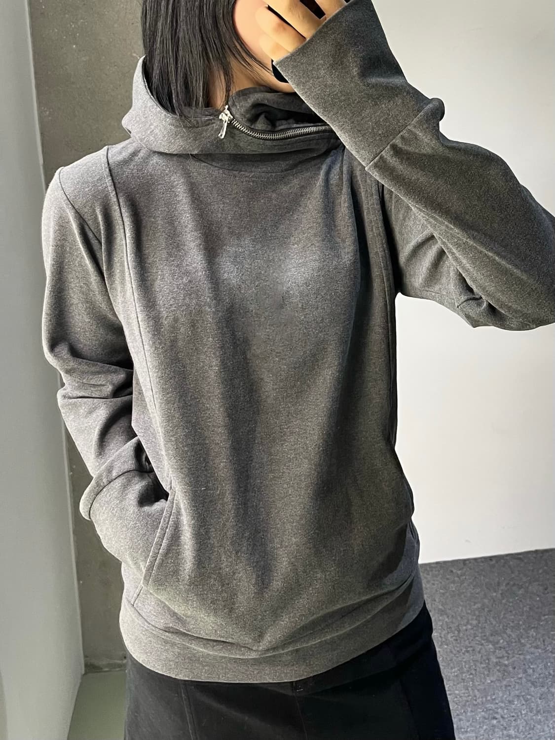 세만틱 디자인 비대칭 집 빅 후디 상품이미지2