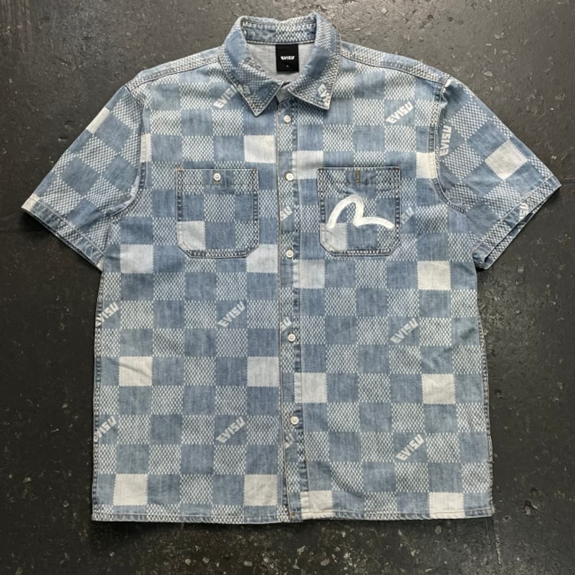 100 에비수 빅로고 패치워크 데님 셔츠  상품이미지1