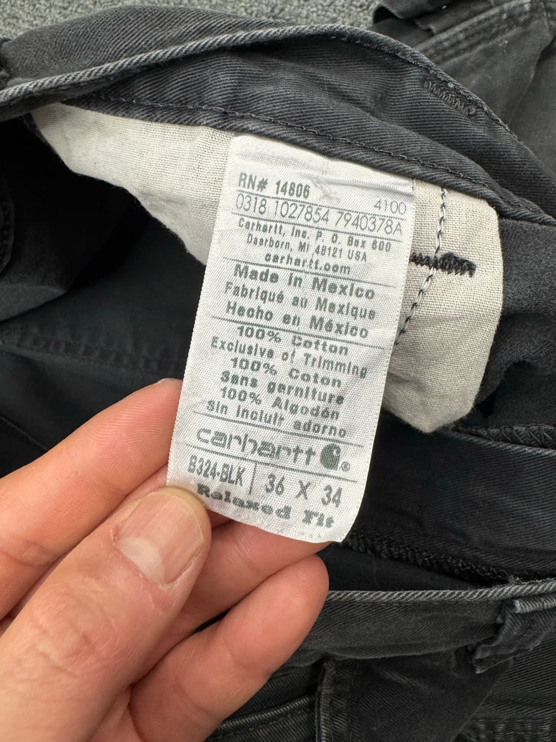 36)칼하트 빈티지 B324-BLK 릴렉스드 핏 싱글니 워크 팬츠 블랙 상품이미지6