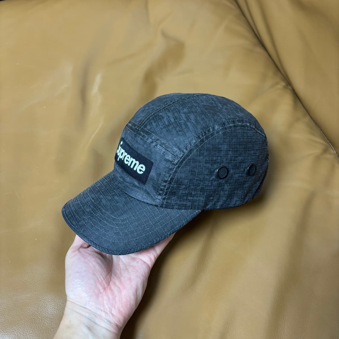 Supreme 슈프림 23fw 디스트레스드 블랙 캠프캡 모자 Black 상품이미지5