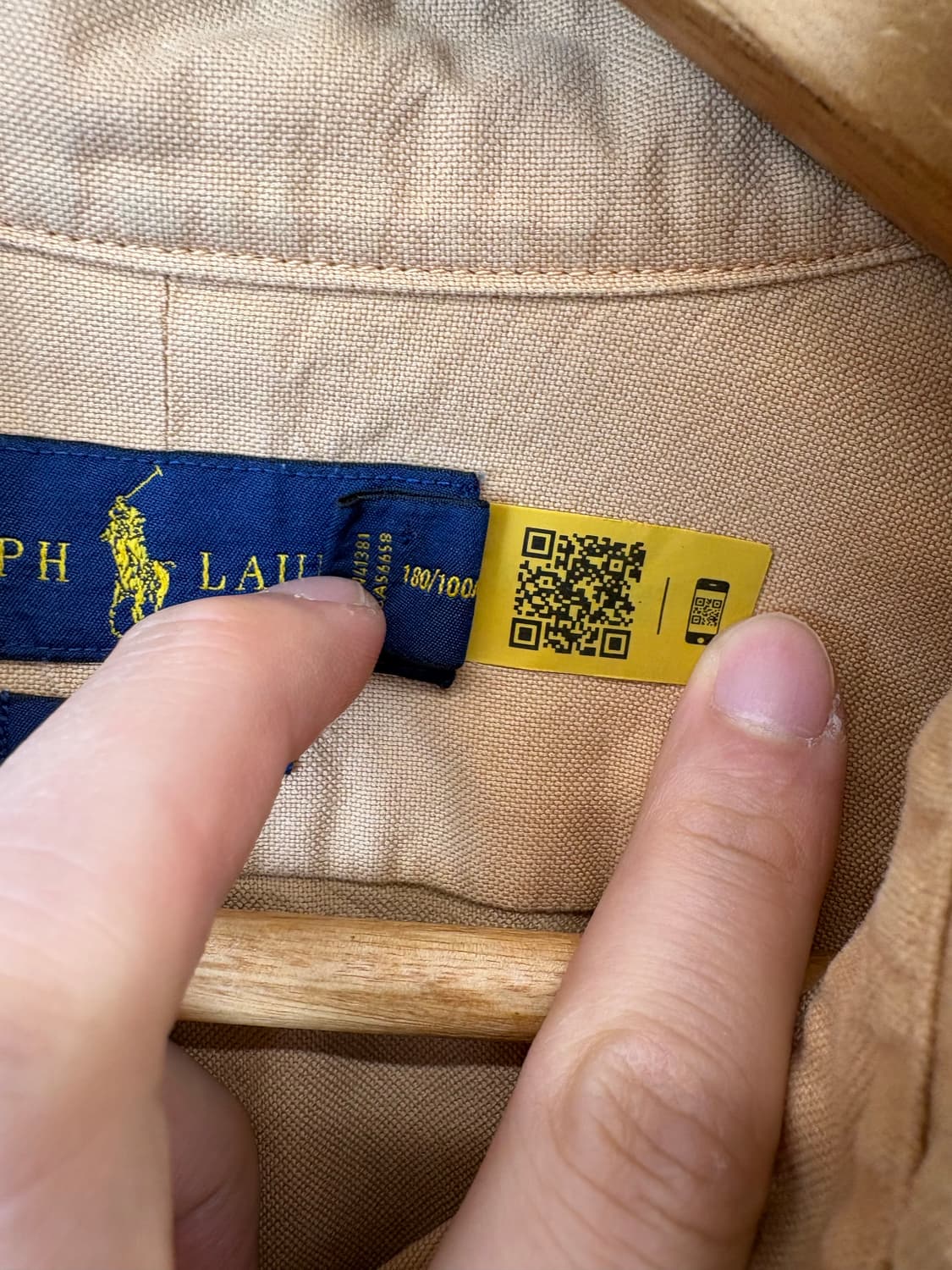 폴로랄프로렌 큐알라벨 가먼트 다이 셔츠 베이지 상품이미지6