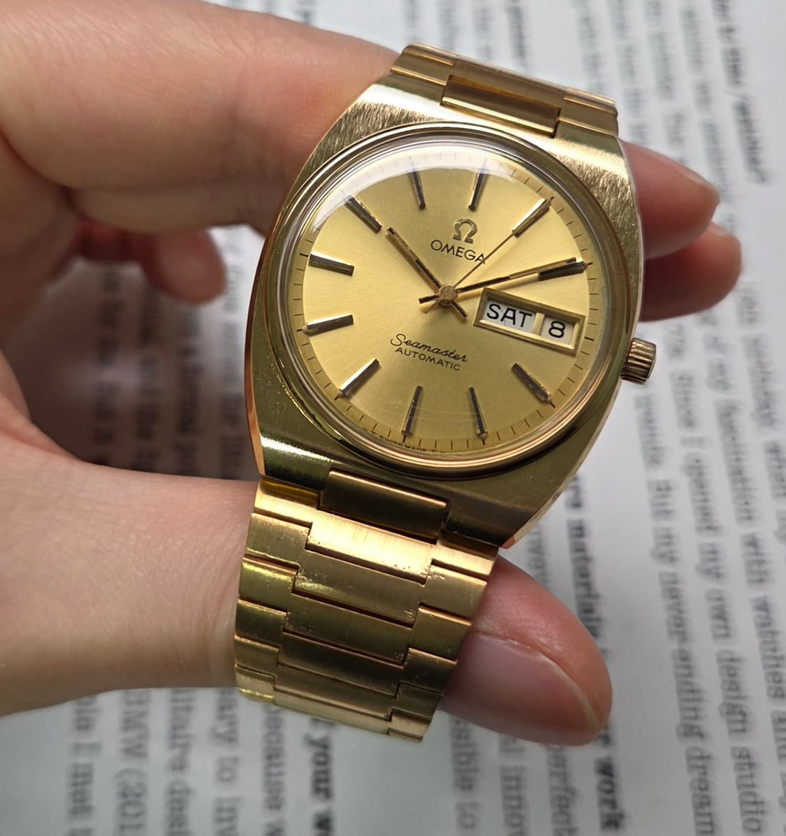 레어] 빈티지 오메가 씨마스터 고구마 데이데이트 올금장 뻐뻐시 브레이슬릿 상품이미지4