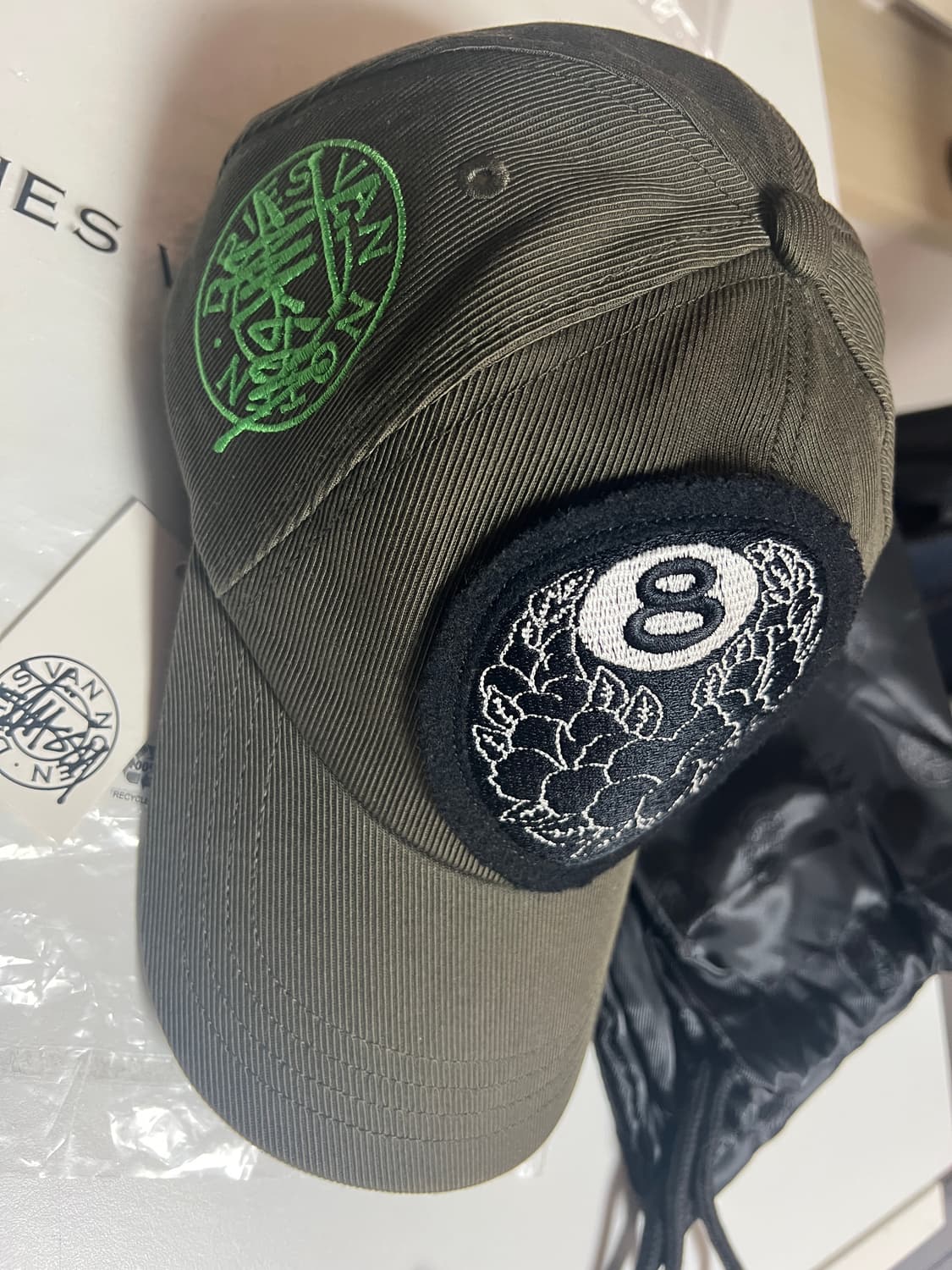 드리스반노튼 스투시 8볼 모자 볼캡 올리브 상품이미지2