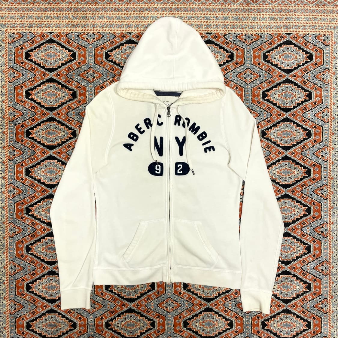 아베크롬비 스펠로고 화이트 기모 후드집업 여성M 상품이미지1