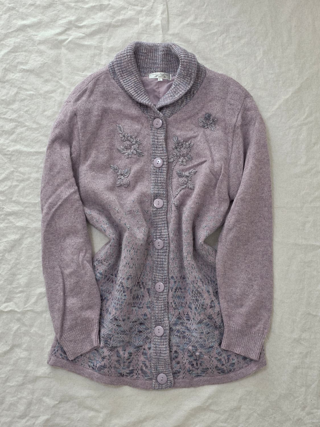 할매카지 그래니룩 모리걸 핑크라벤더 일본빈티지 니트 가디건 상품이미지1