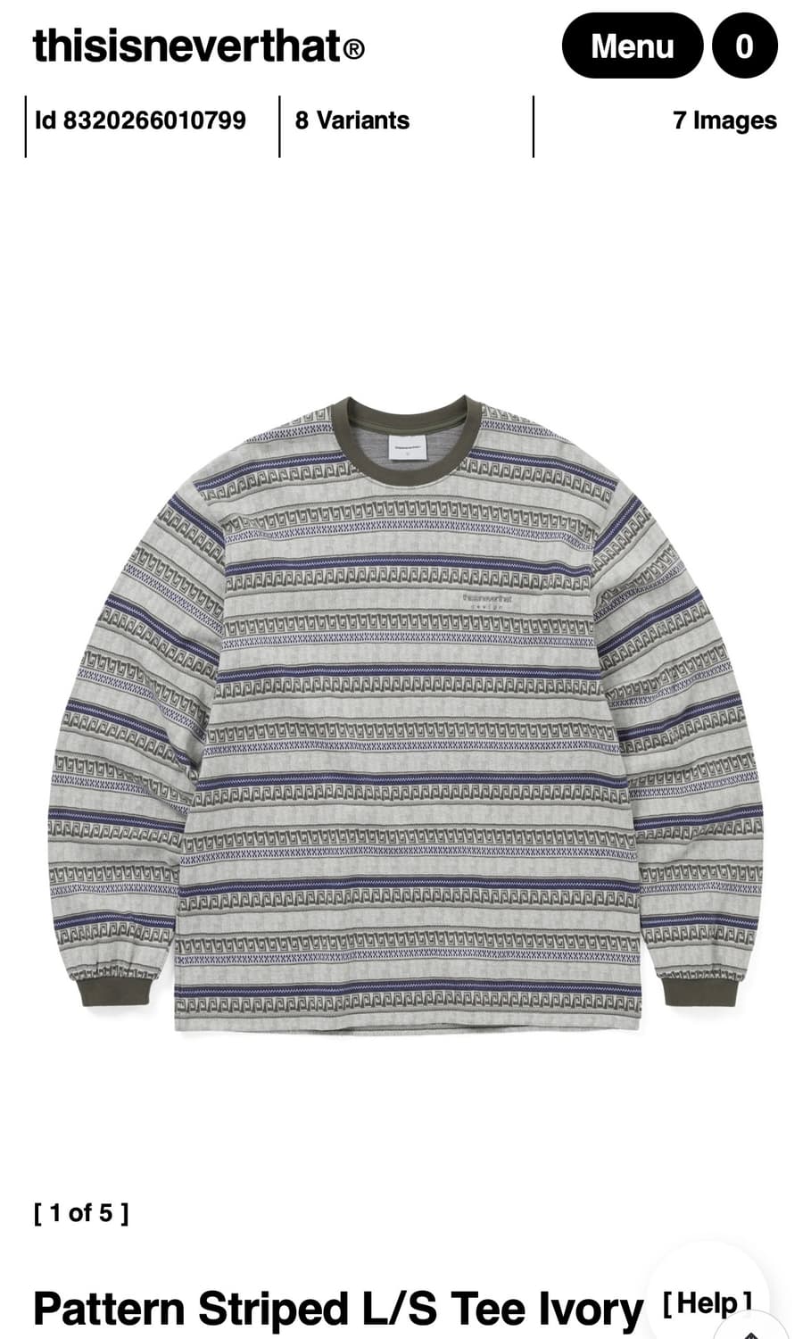 디스이즈네버댓) Pattern Striped L/S Tee IV M 상품이미지2