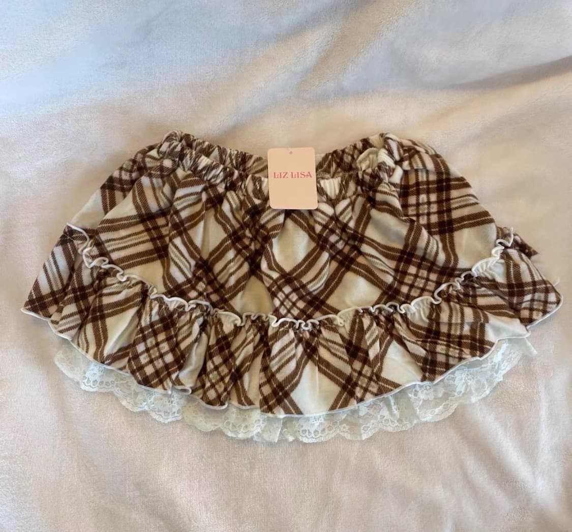 리즈리사 대대장 딸기 초코 체크 큐롯 스커트 캉캉 딸초 라떼갸루 stc 상품이미지1