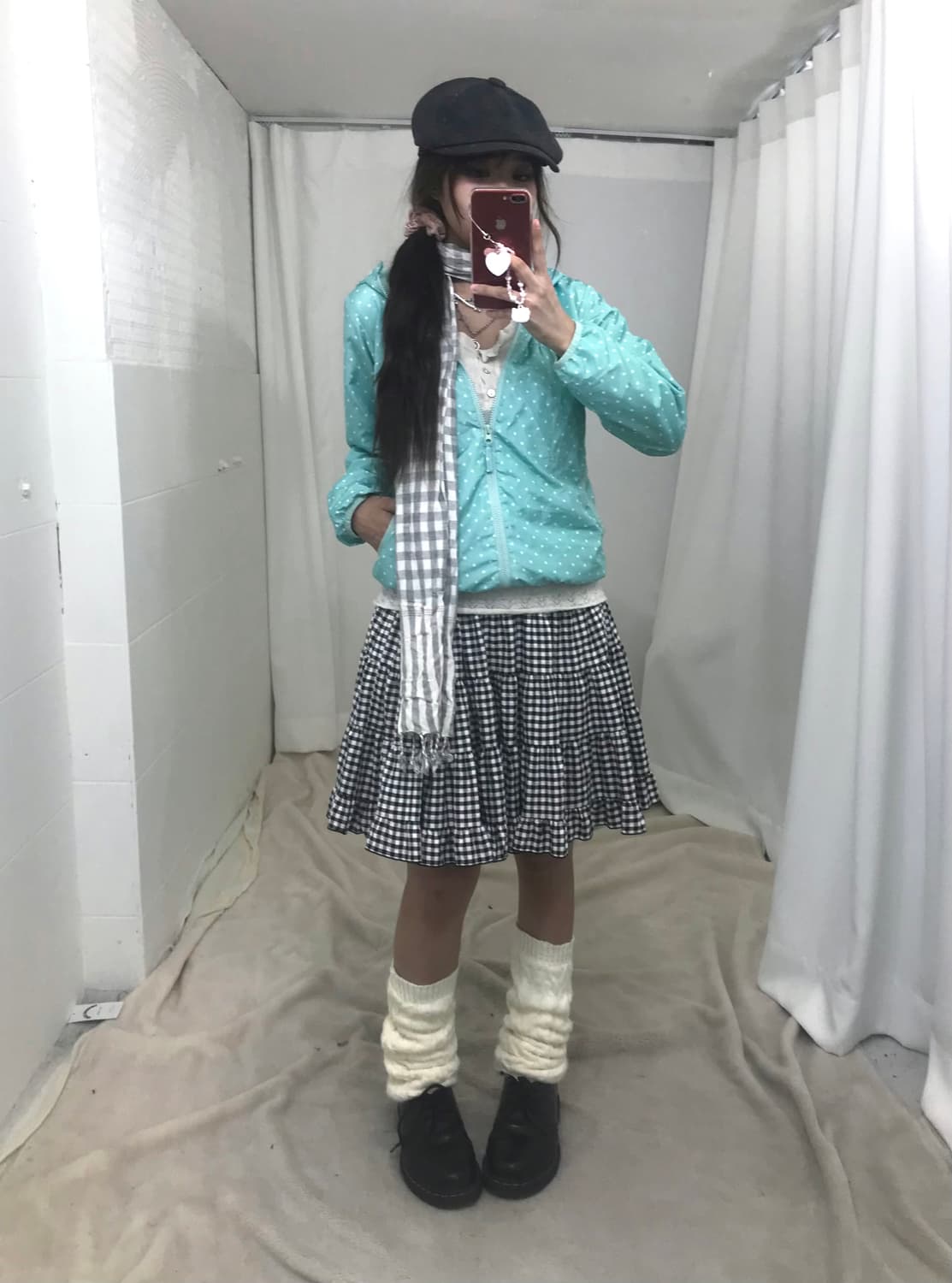 민트 도트 바람막이 모리걸 하구미 코디세트 상품이미지1