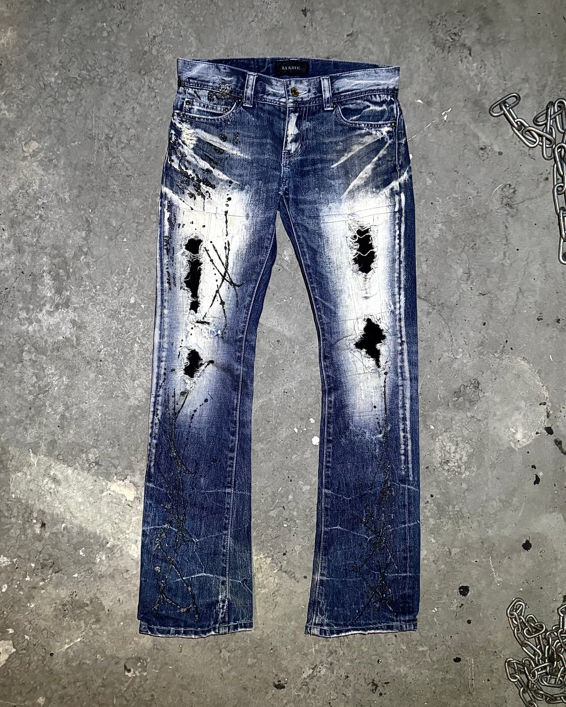 LA GATE – Destroyed Paint Straight Denim 상품이미지2