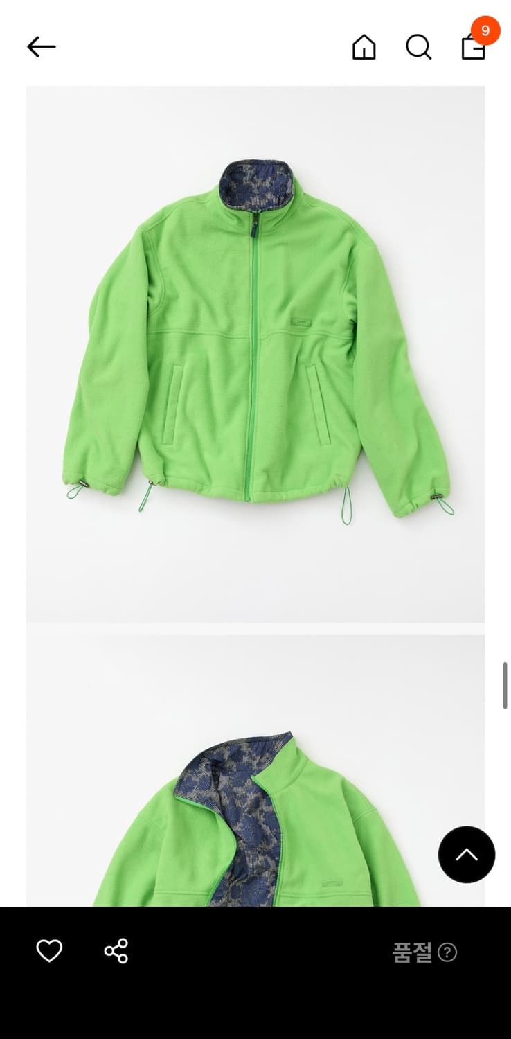 포에브 플라워체크 리버시블 후리스 자켓 - 그린블루 상품이미지9