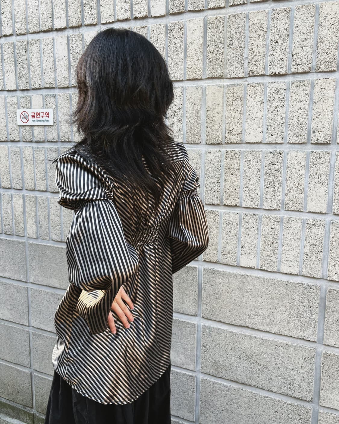 고스트오브할렘 스트라이프 새틴 긱시크 셔츠 상품이미지3