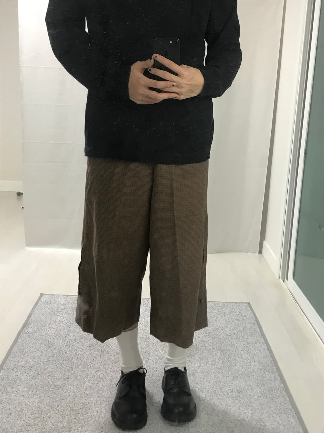 brown check cropped wide pants 상품이미지1