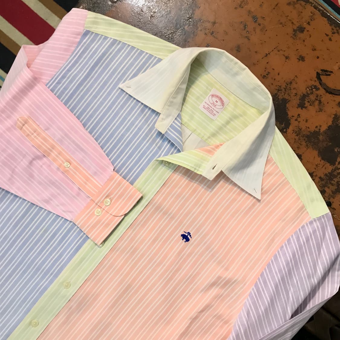 브룩스브라더스 멀티플 컬러 더블 스트라이프 옥스포드 셔츠 남성 105  상품이미지3