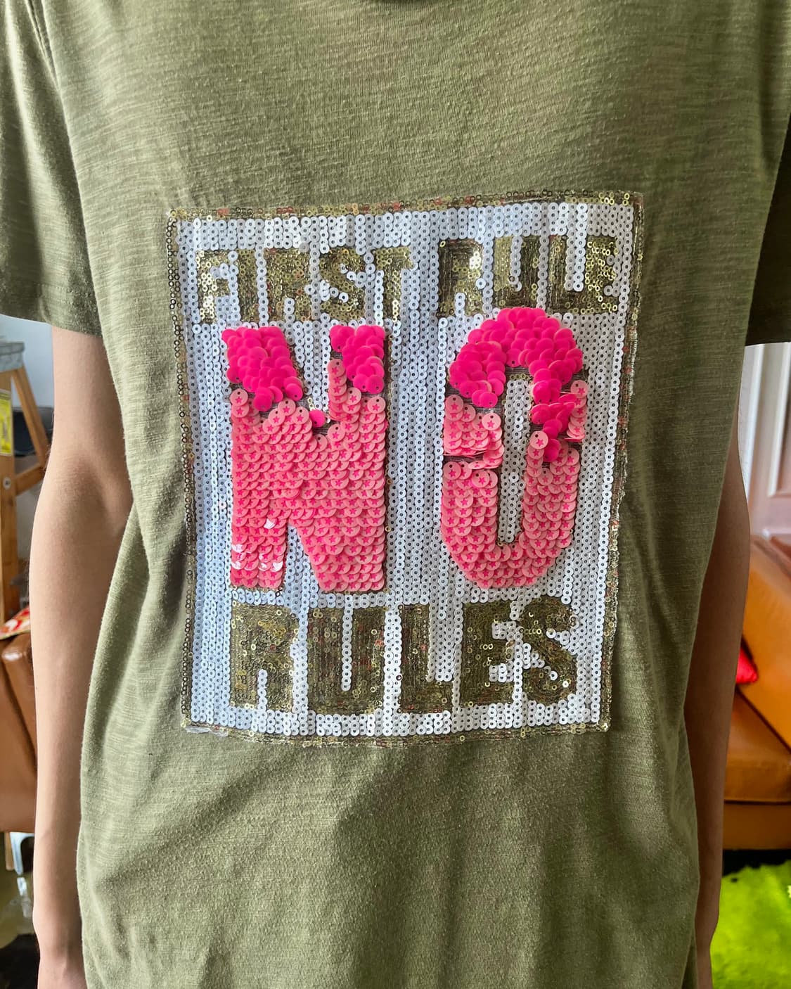 Vintage 3D Spangle Trimming 1/2 T-Shirt 상품이미지2