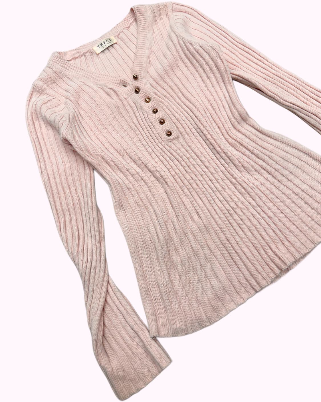 pink ribbed button knit 상품이미지3