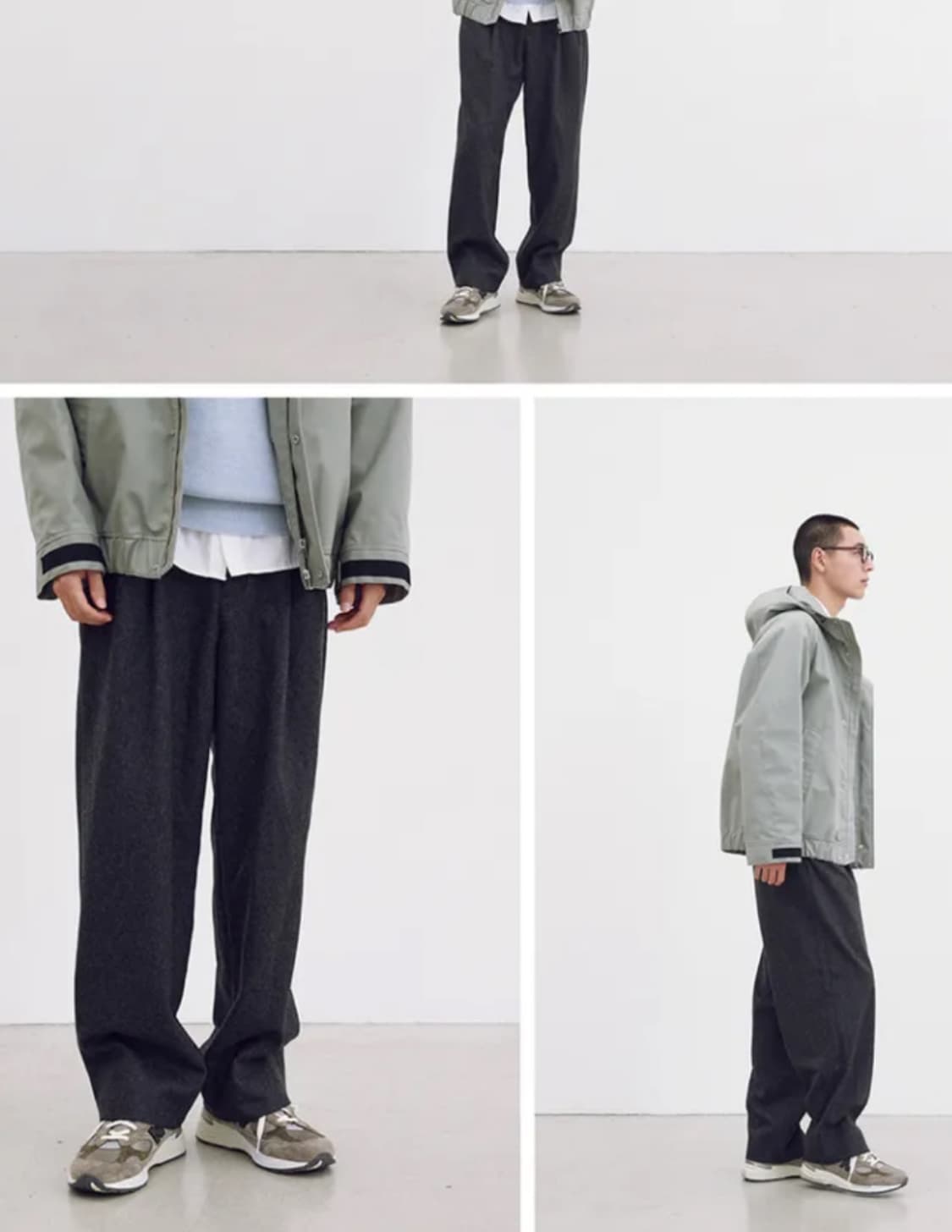 포터리 플란넬 투 플리츠 와이드 팬츠 / 미드그레이 1사이즈 상품이미지2