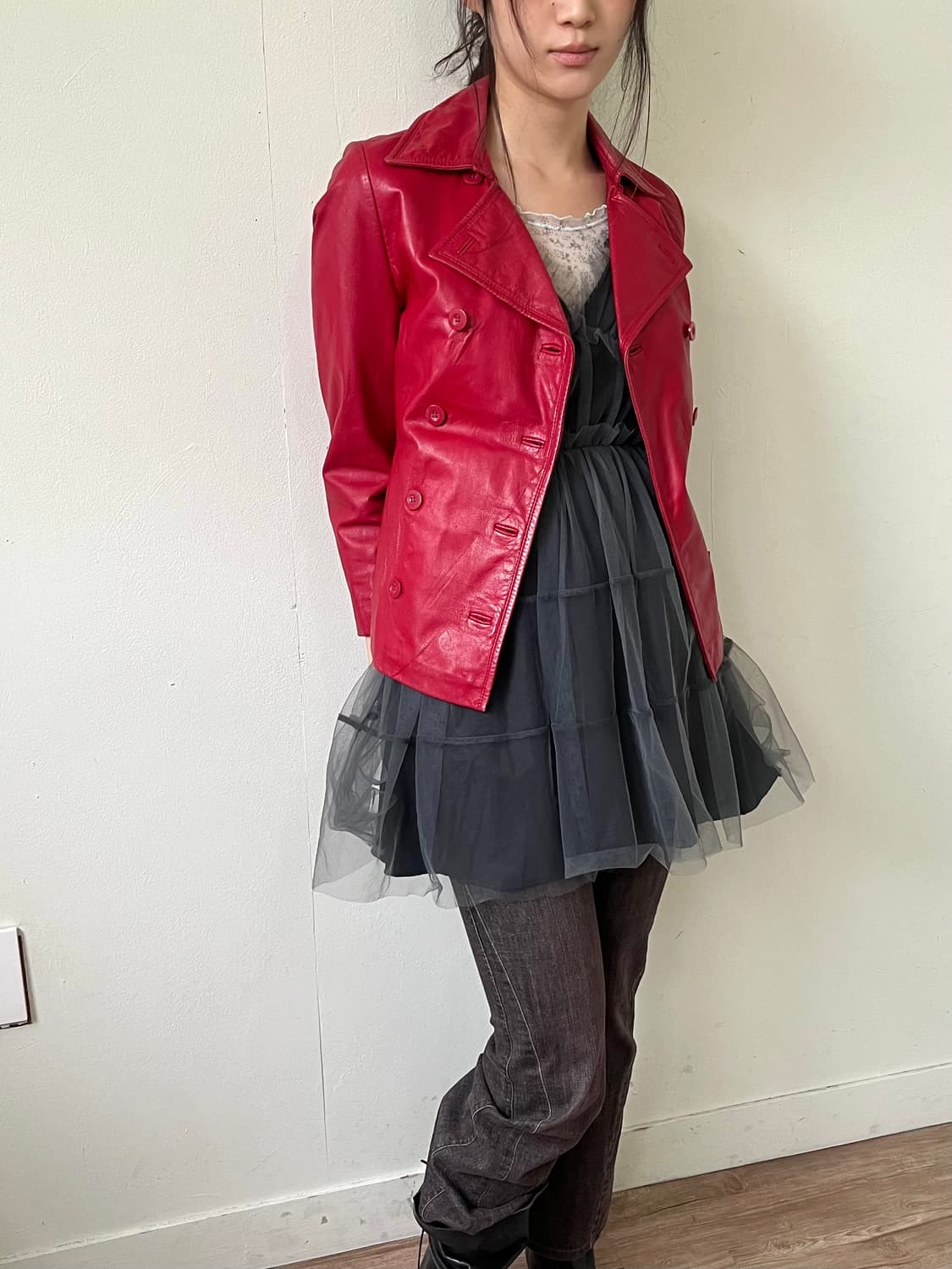 Instinct 레드 레더 자켓 상품이미지7