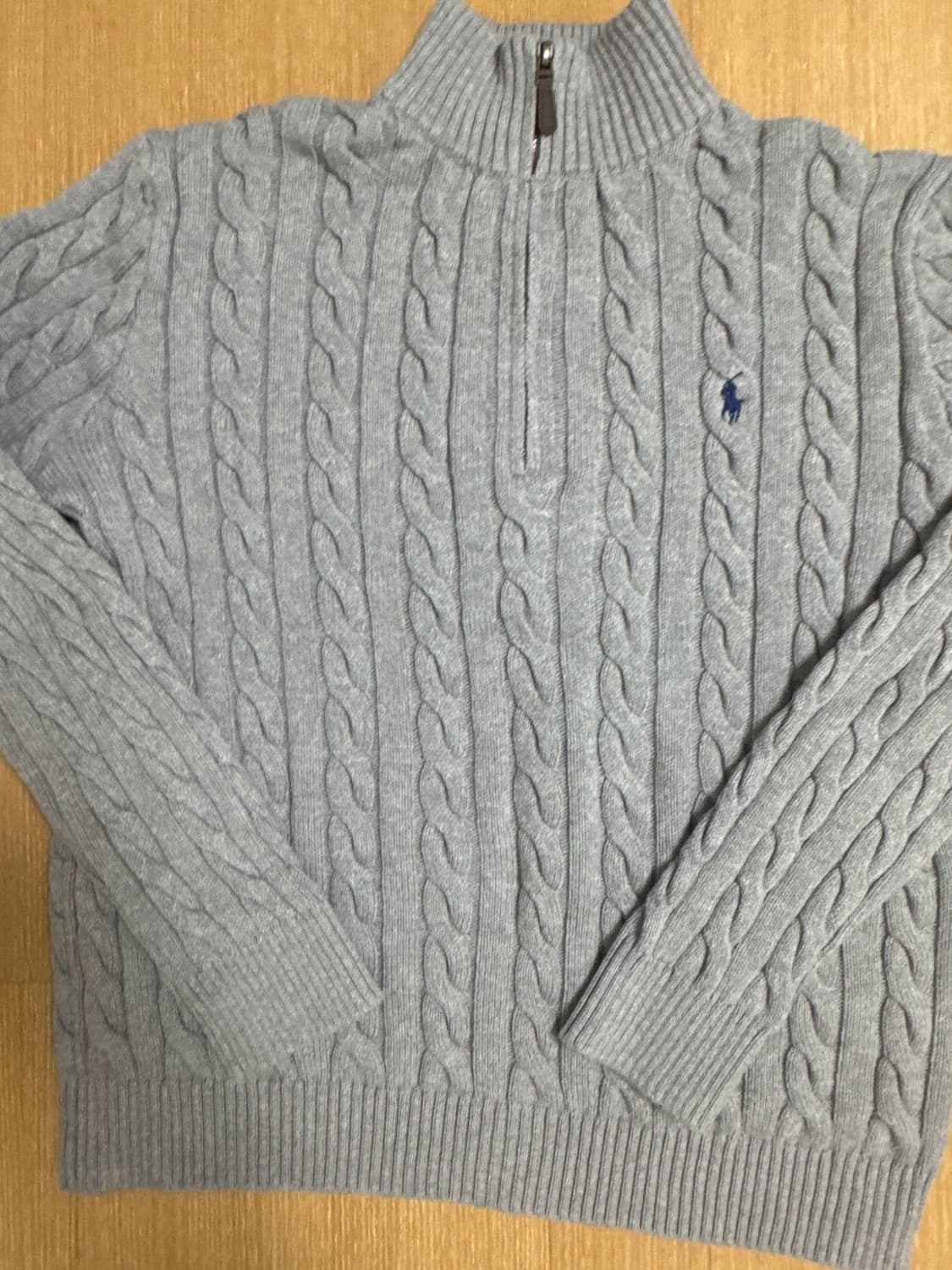 급처) 폴로랄프로렌 회색 케이블 니트 반집업 상품이미지2