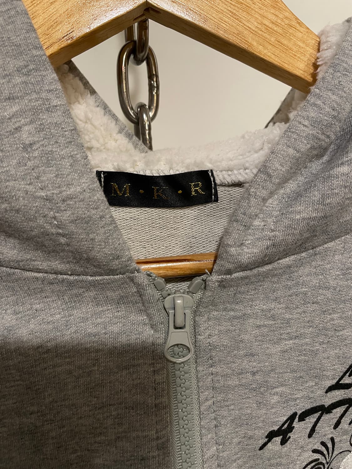 mkr 화이트 해골 뽀글이 그레이 후드집업 상품이미지9