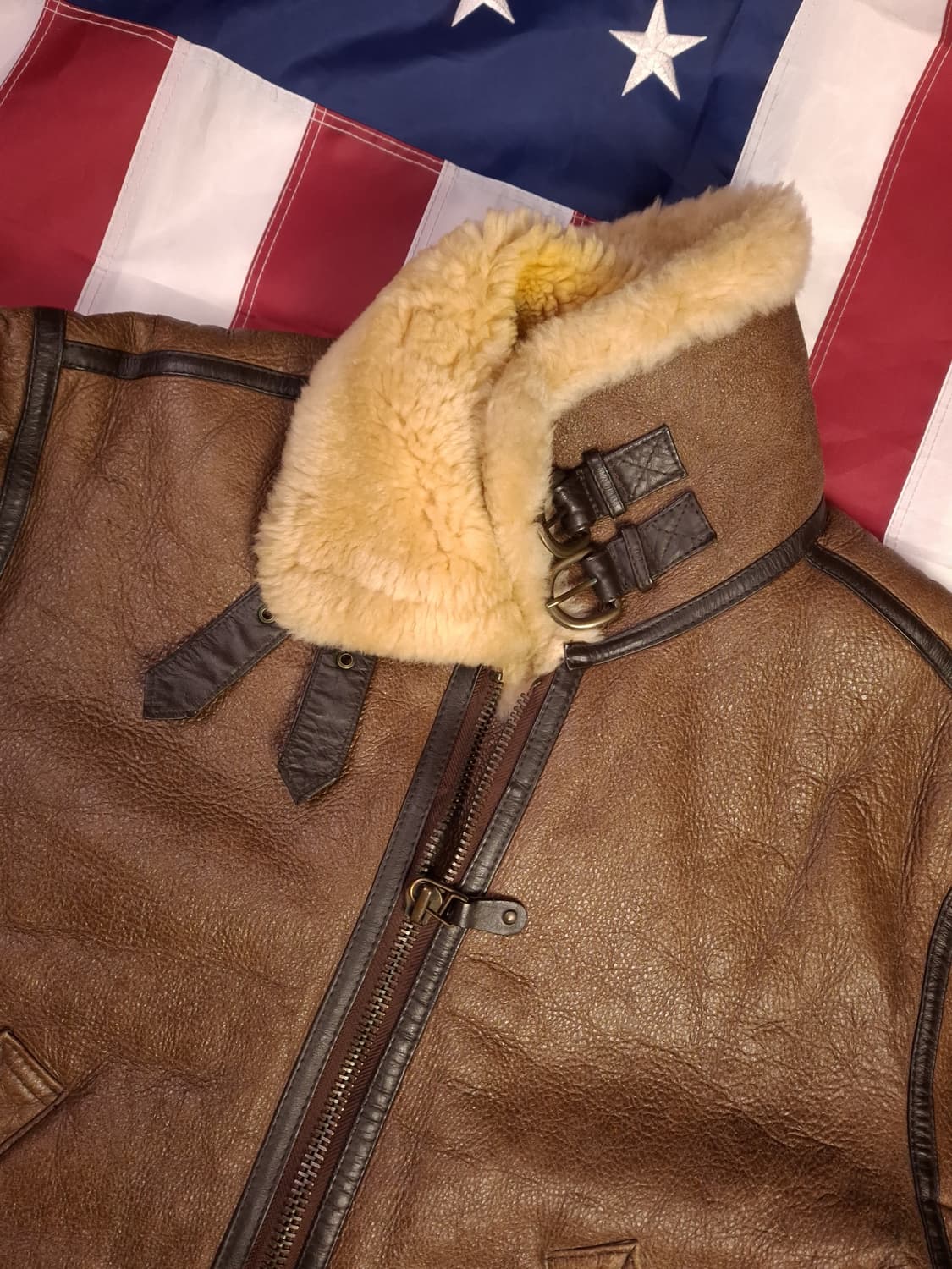 90's 국내산 미공군 B-3 TYPE 리얼레더 항공폭격기 무스탕 상품이미지6