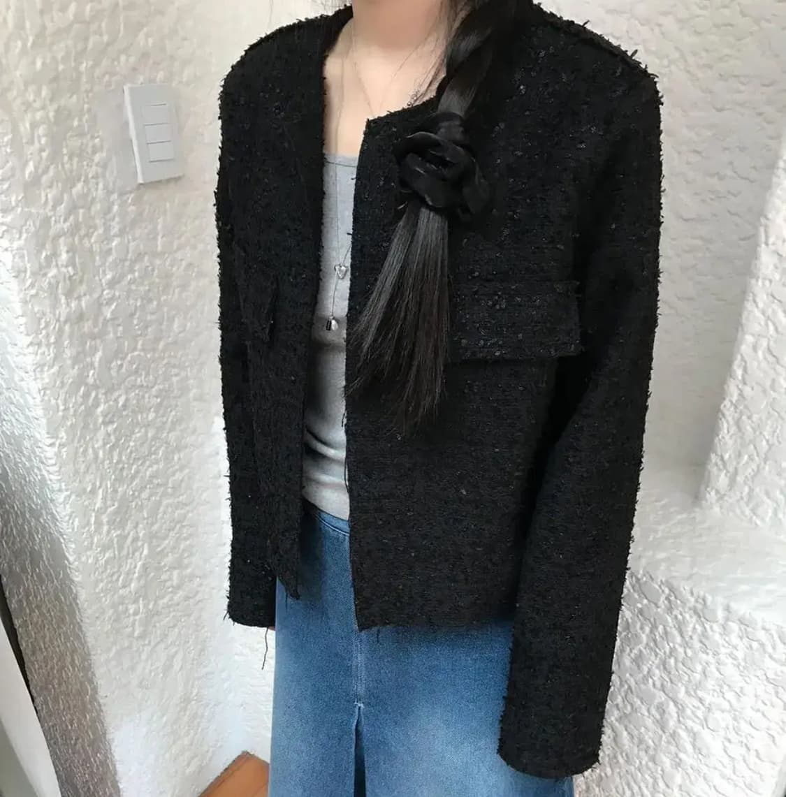 M627 마틴 트위드 블랙 자켓 상품이미지1