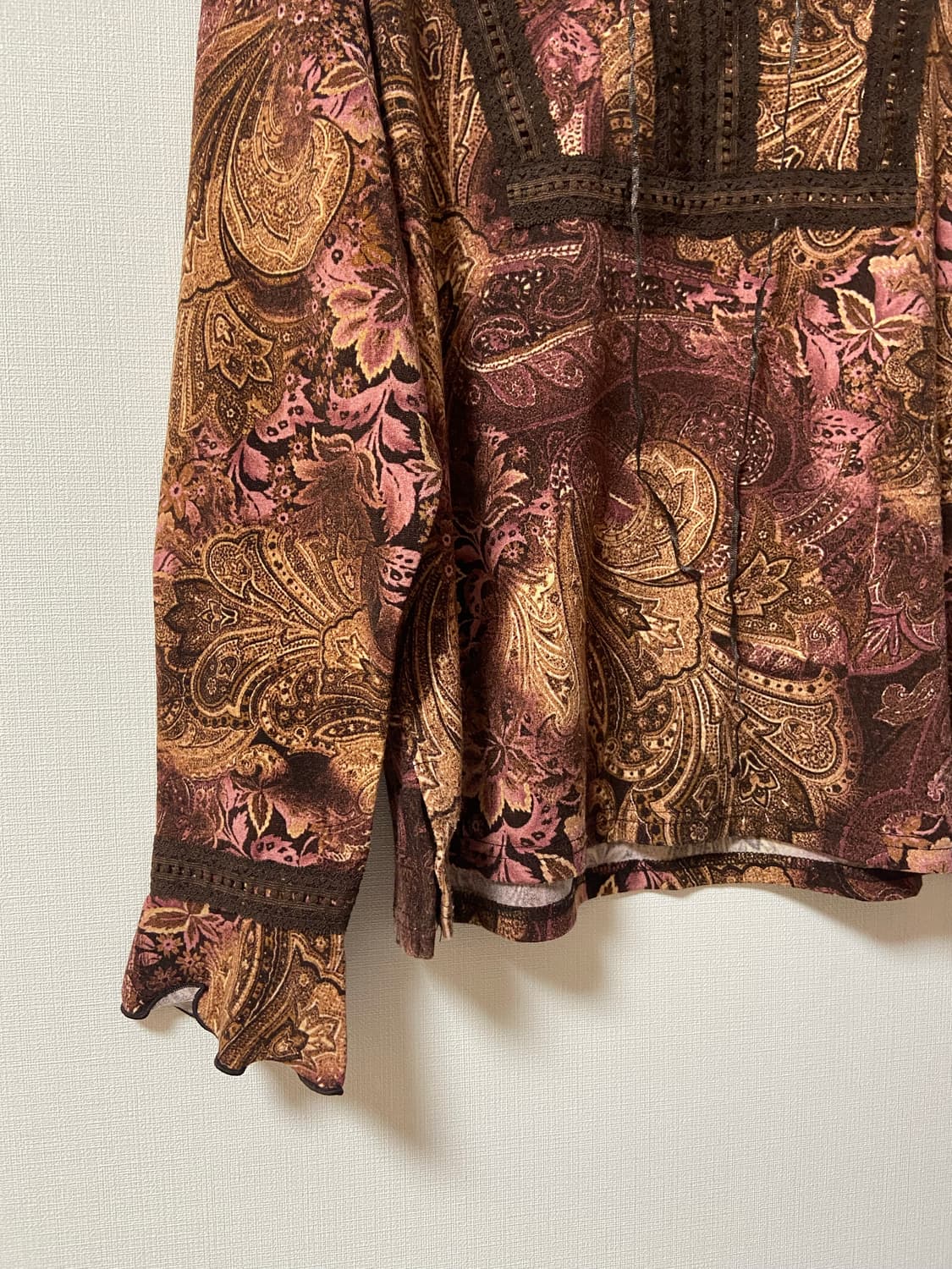 일본 빈티지 에스닉 보헤미안 페이즐리 패턴 블라우스 상품이미지2