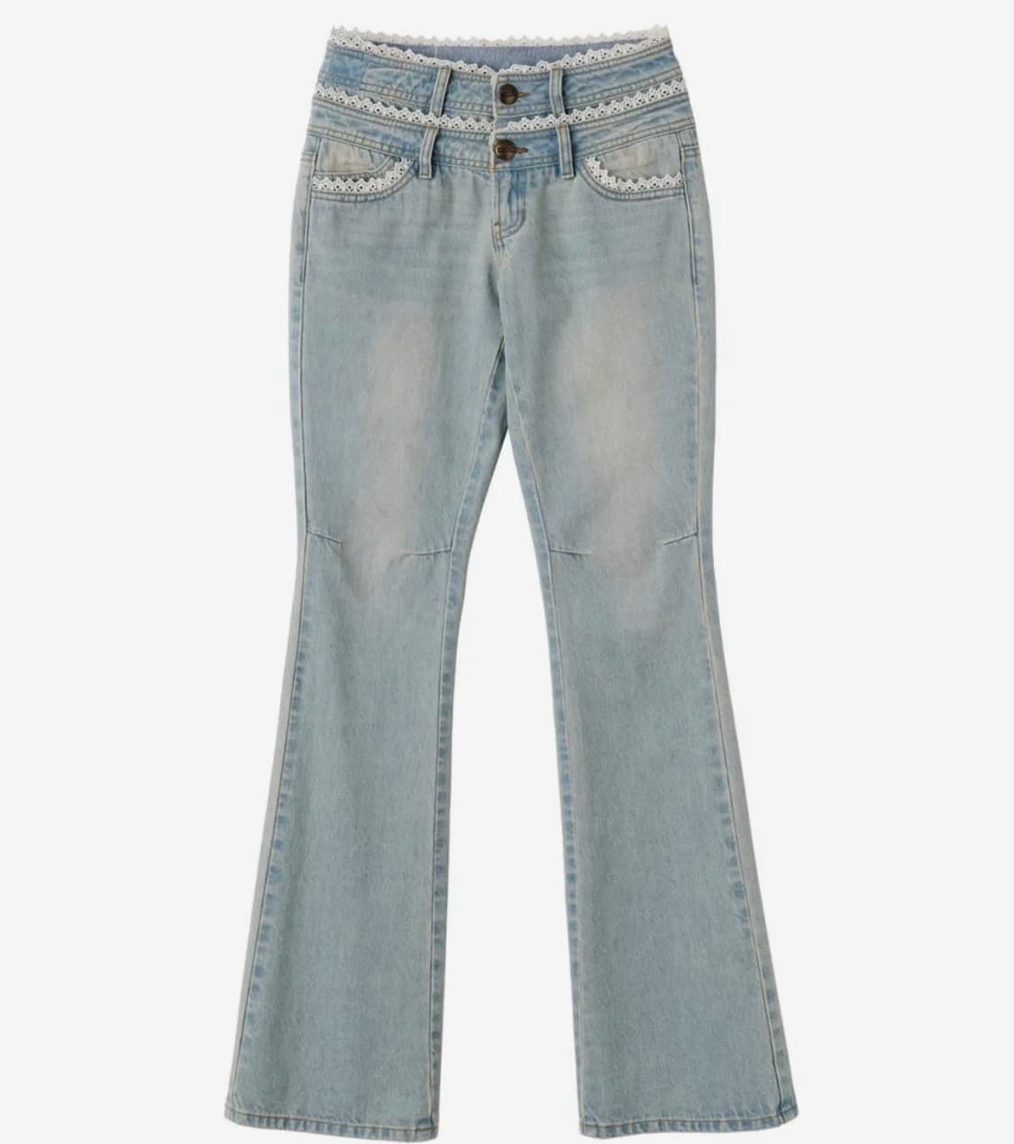 스컬프터 더블 웨이스트 부츠컷 데님 아이스블루 S 교환 상품이미지1