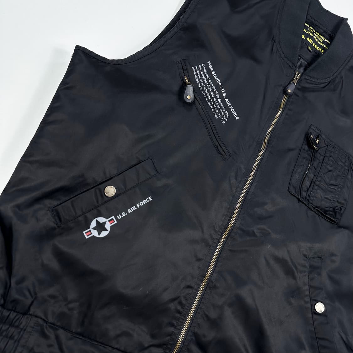 VTG 빈티지 블랙 항공점퍼 베스트 조끼 (3XL) 상품이미지4