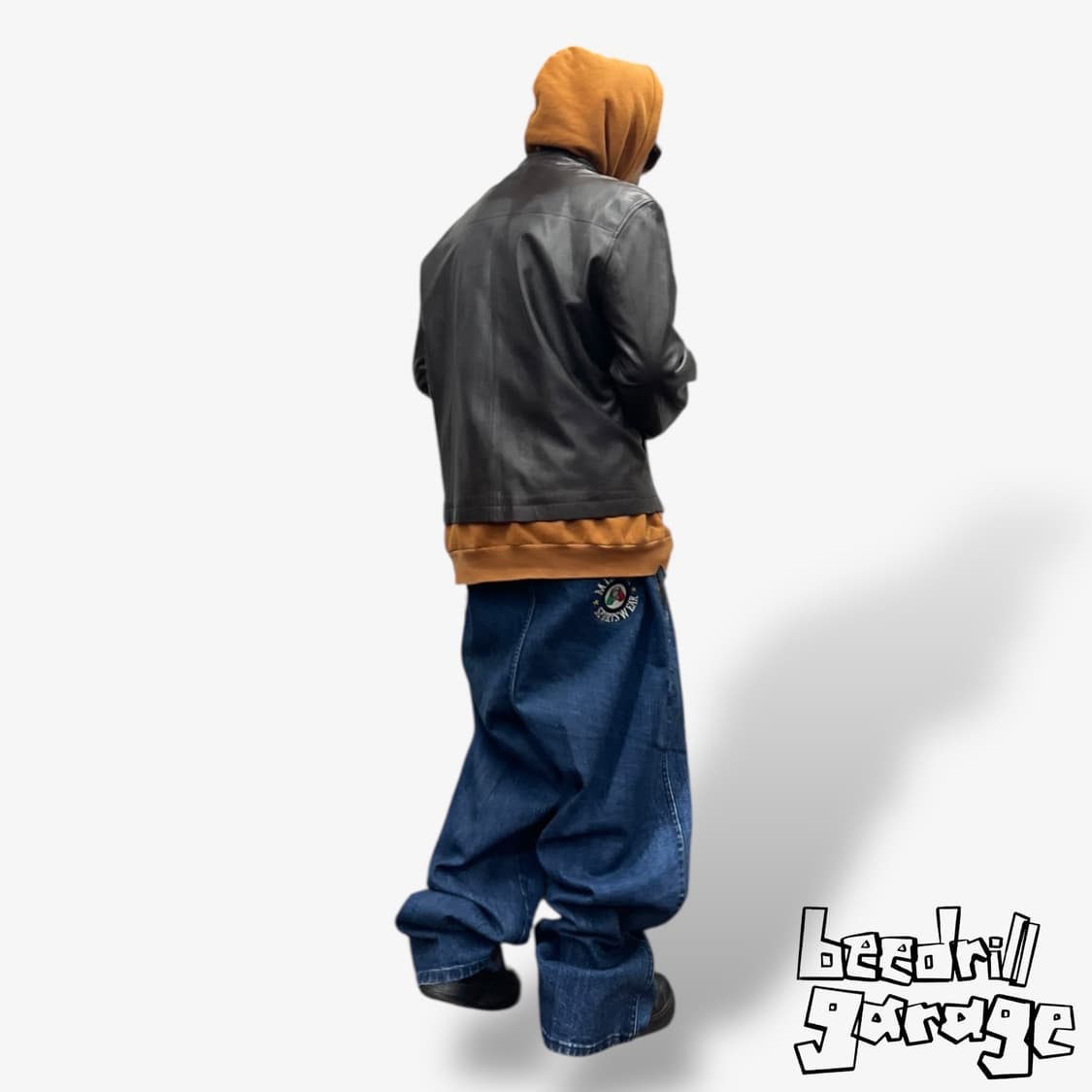 90s 미쏘니 스포츠 레더 디테일 플리츠 데님팬츠 상품이미지1