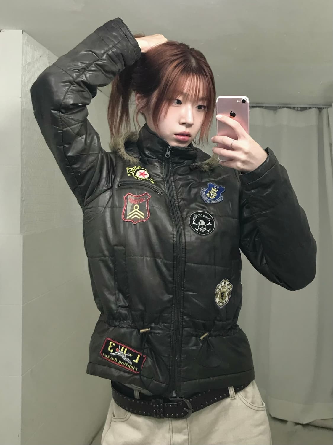 빈티지 카키 펑크 와펜 야상 패딩 자켓 상품이미지1