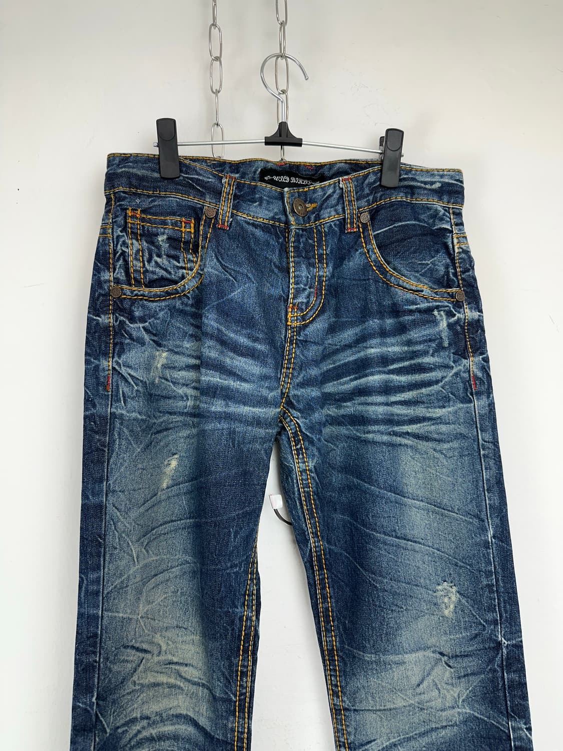 Whisker Wash Straight Denim Jeans  상품이미지5