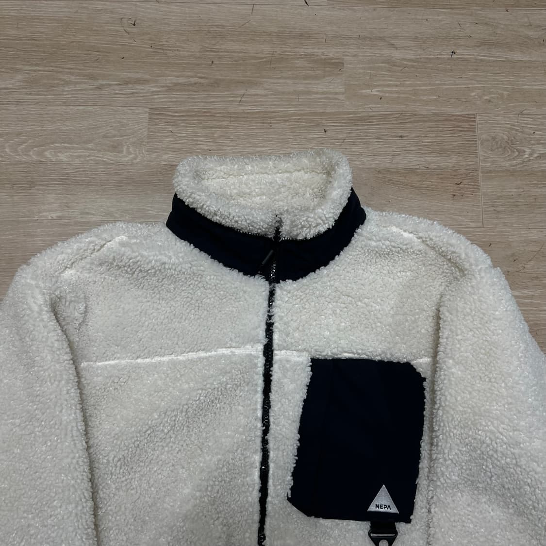 네파 배색 뽀글이 플리스 후리스 자켓 [크림] L/100 상품이미지2