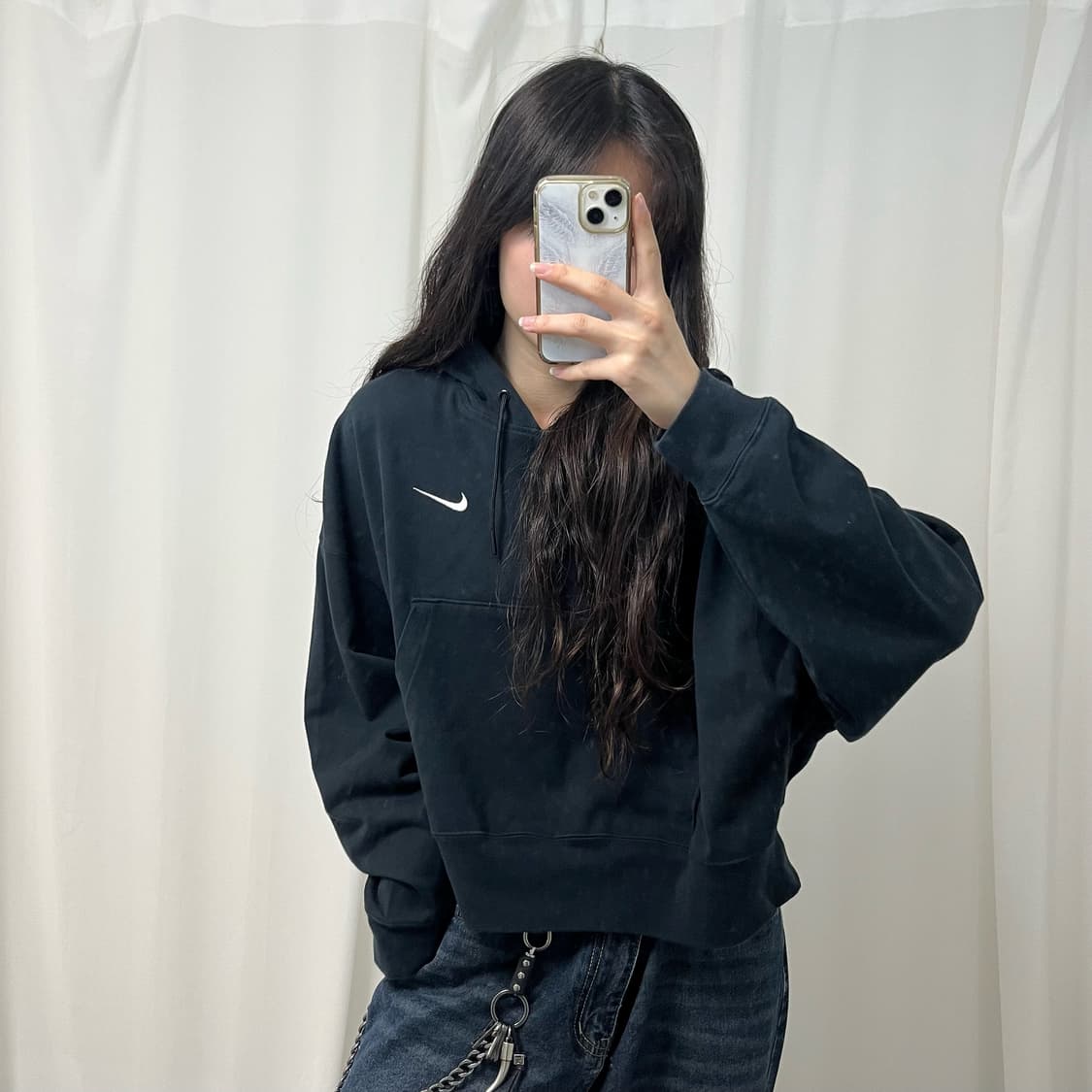 Nike black cropped hoodie 상품이미지2
