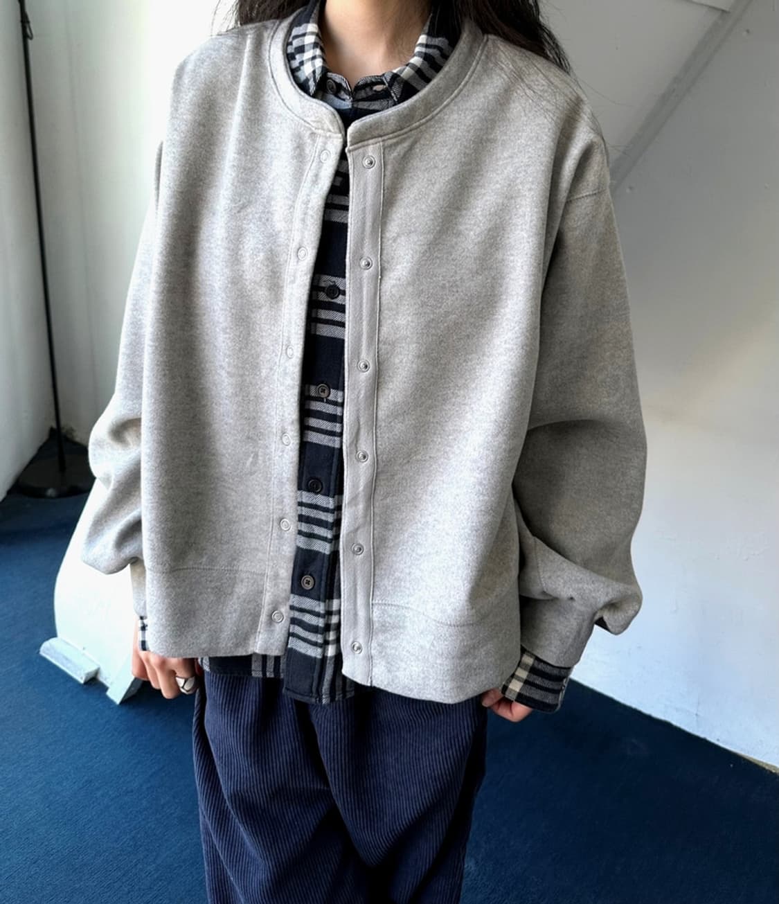 Felted fabric wide silhouette cardigan j 상품이미지8