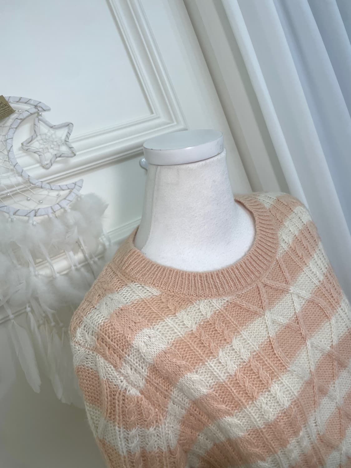 coral ivory stripe twist loose sweater 상품이미지6