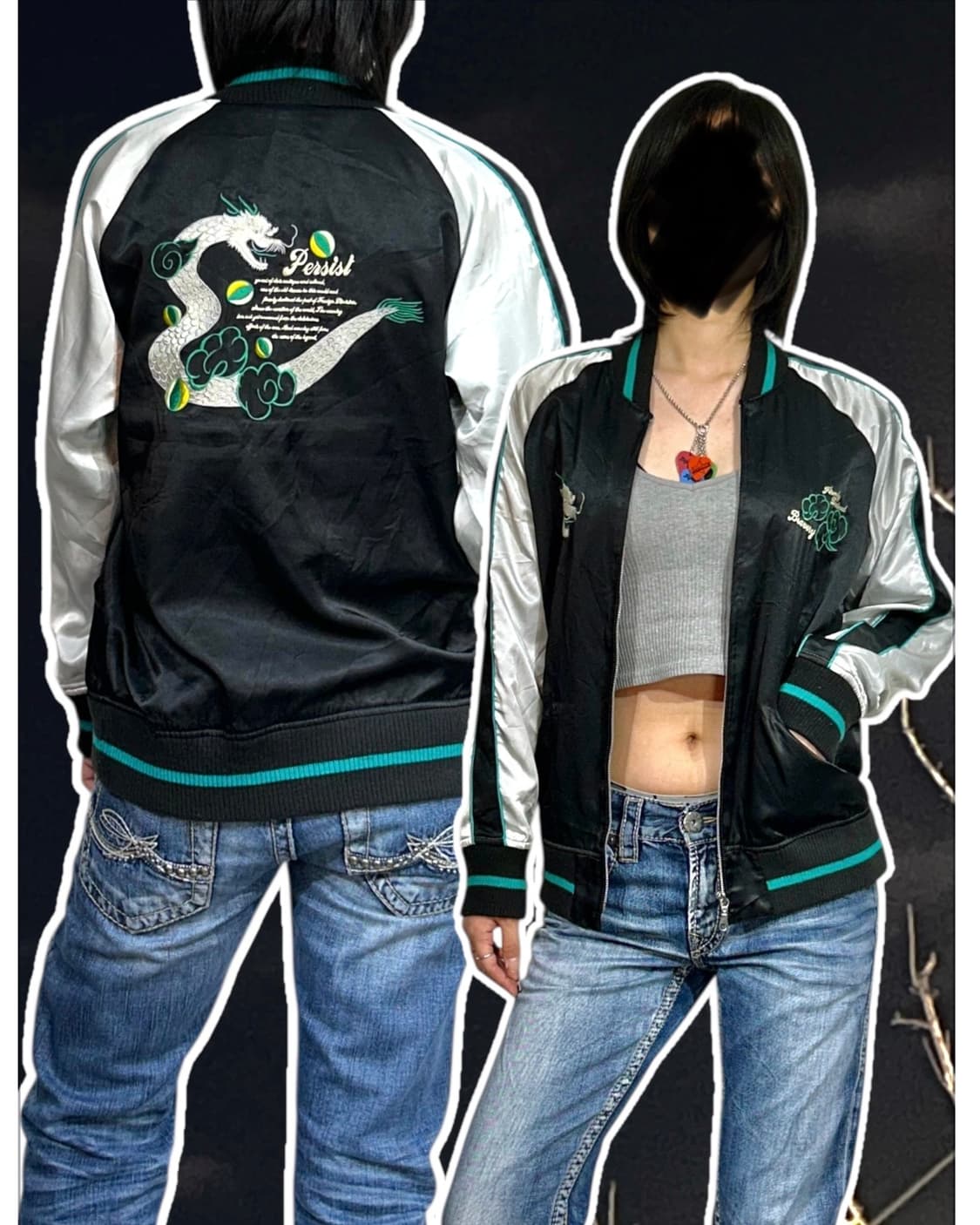 Jpn 일본빈티지 오리엔탈 민트 용 스카잔 자켓 L 상품이미지1