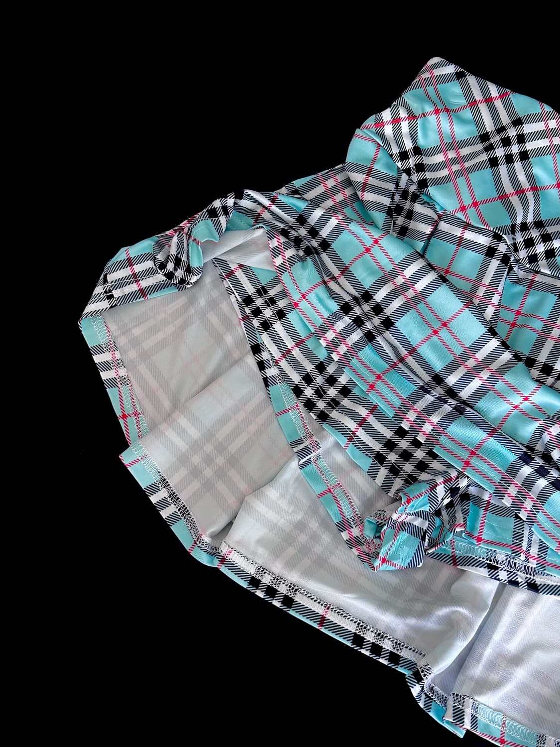 빈티지 민트 체크 플리츠 미니스커트  상품이미지1