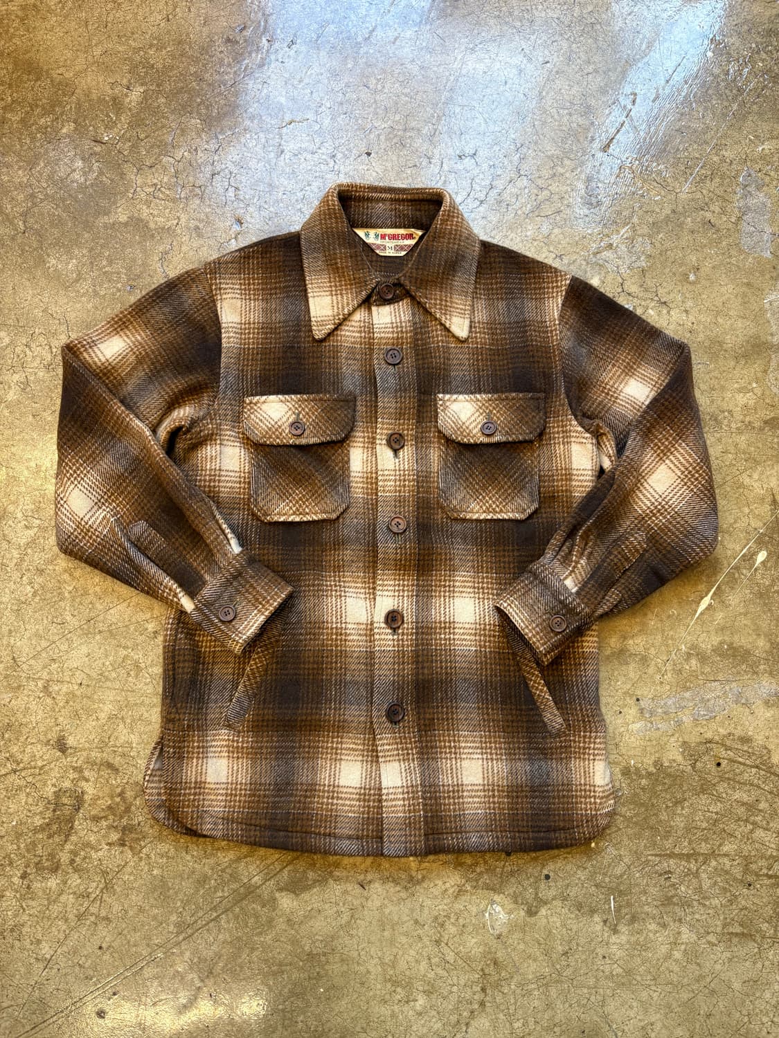70-80s Mcgregor 섀도우 체크 울 셔츠 재킷 상품이미지1