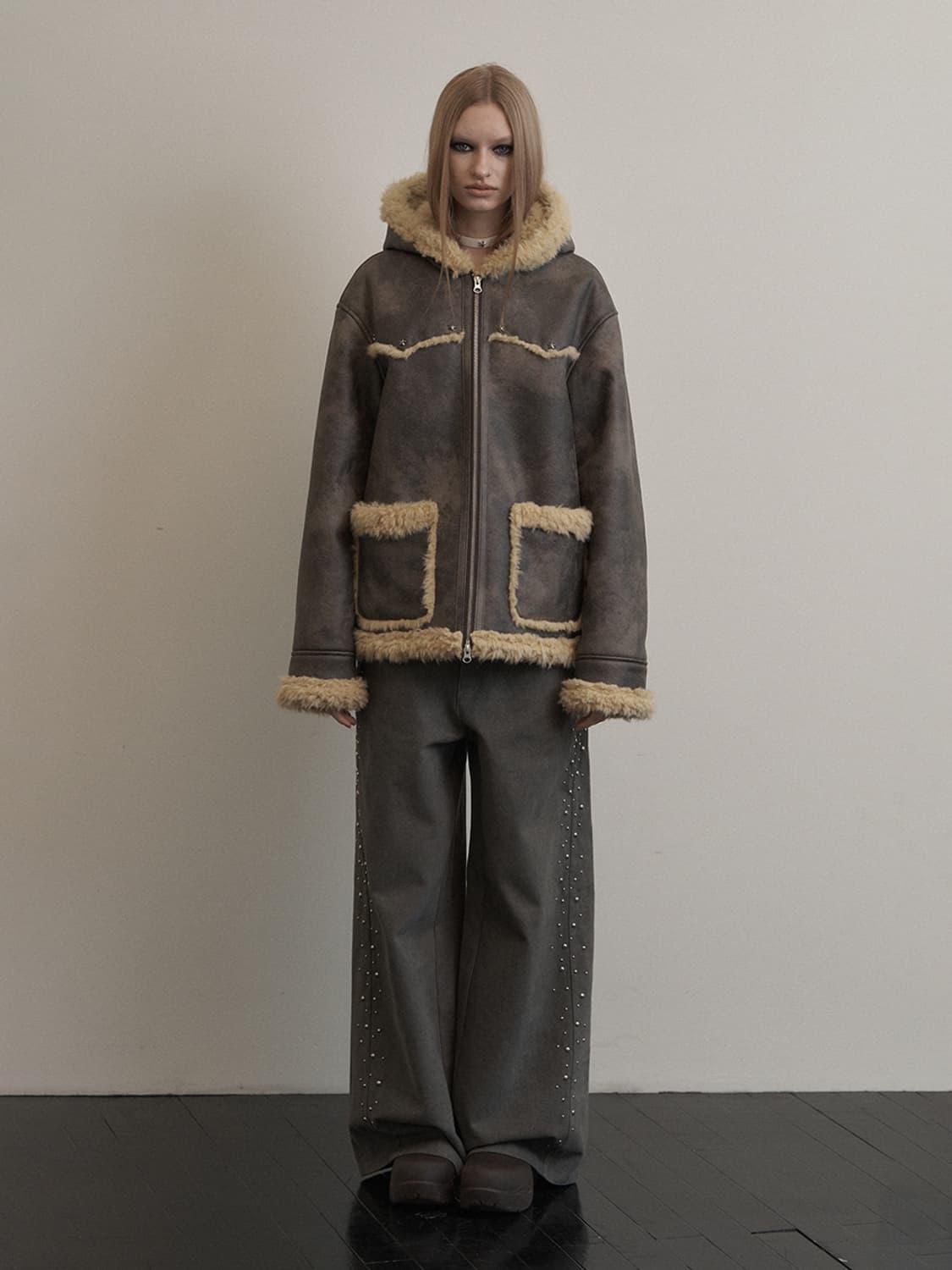 셋업이엑스이 HOODIE MUSTANG JACKET / BROWN 상품이미지2