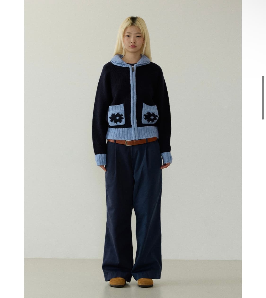 데이지신드롬 코지 울니트집업 네이비 상품이미지1